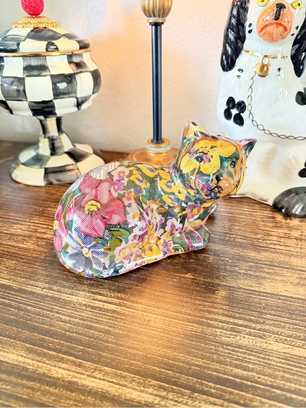 Vintage Joan Baker Patchwork Porcelain Cat